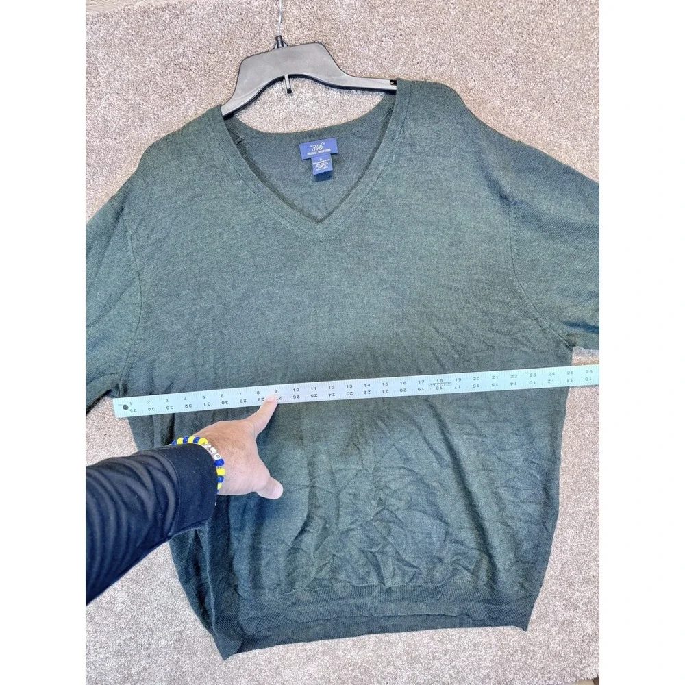 Brooks‎ Brothers 346 Sweater Mens XL Green V Neck Merino Wool Blend Pullover